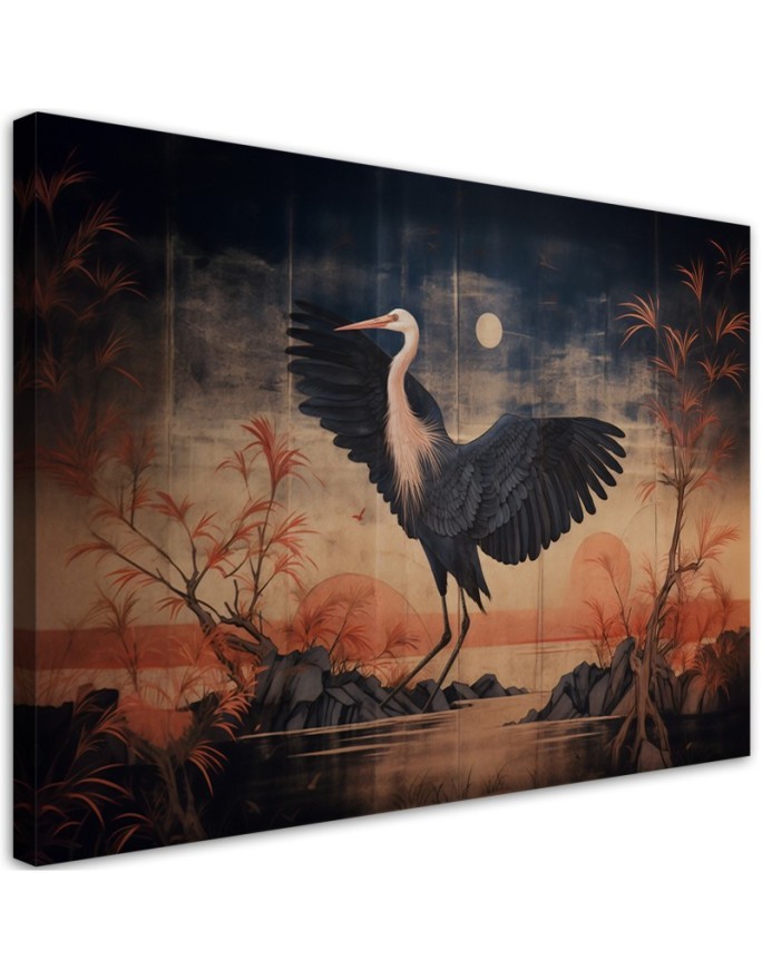 Leinwandbild modern - Kranich Natur Orientalisch | Feeby