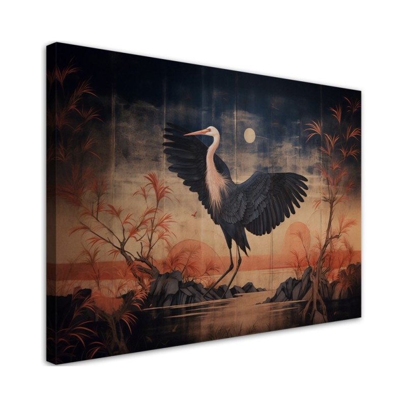 Leinwandbild modern - Kranich Natur Orientalisch | Feeby