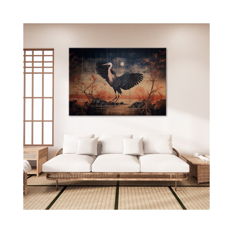 Leinwandbild modern - Kranich Natur Orientalisch | Feeby