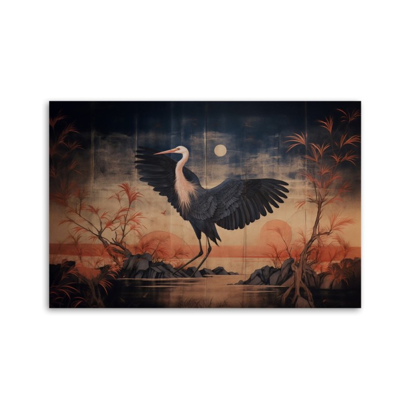 Leinwandbild modern - Kranich Natur Orientalisch | Feeby