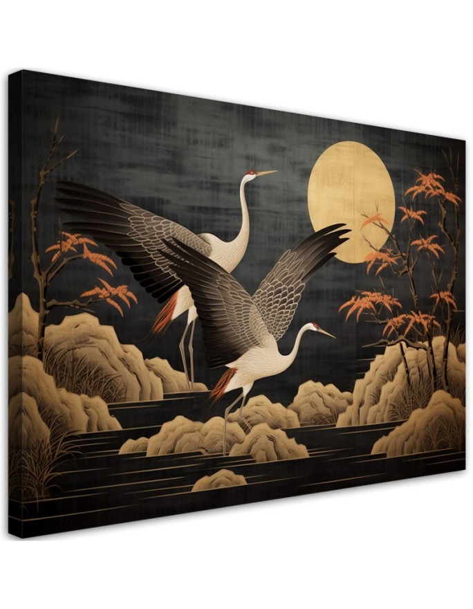 Leinwandbild - Pfau im Gegenlicht des Mondes | Feeby