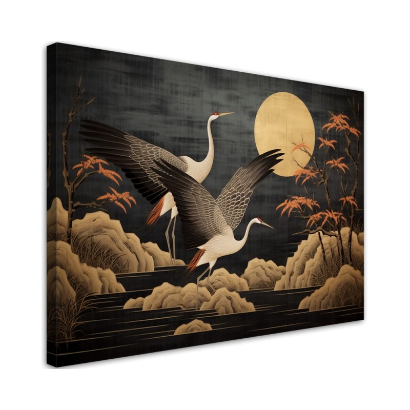 Leinwandbild - Pfau im Gegenlicht des Mondes | Feeby