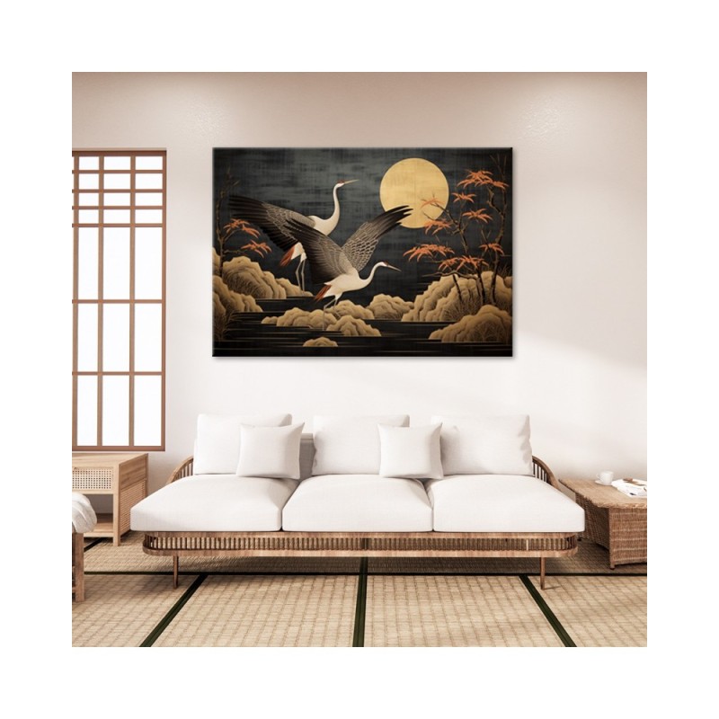 Leinwandbild - Pfau im Gegenlicht des Mondes | Feeby