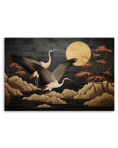 Leinwandbild - Pfau im Gegenlicht des Mondes | Feeby