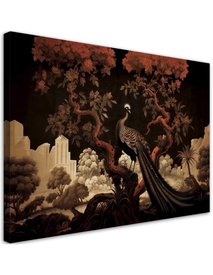 Bild auf Leinwand - Pfau Tier Baum | Feeby