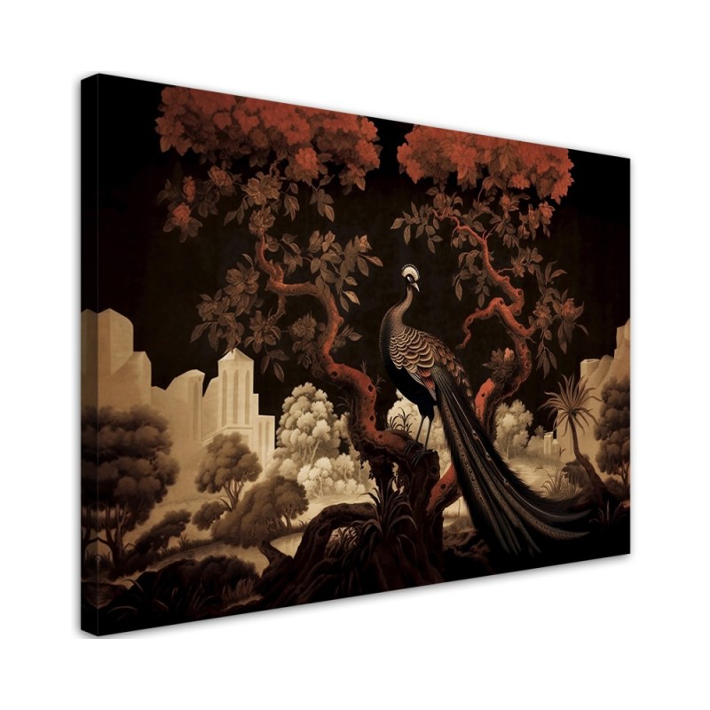 Bild auf Leinwand - Pfau Tier Baum | Feeby