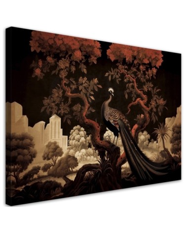 Bild auf Leinwand - Pfau Tier Baum | Feeby
