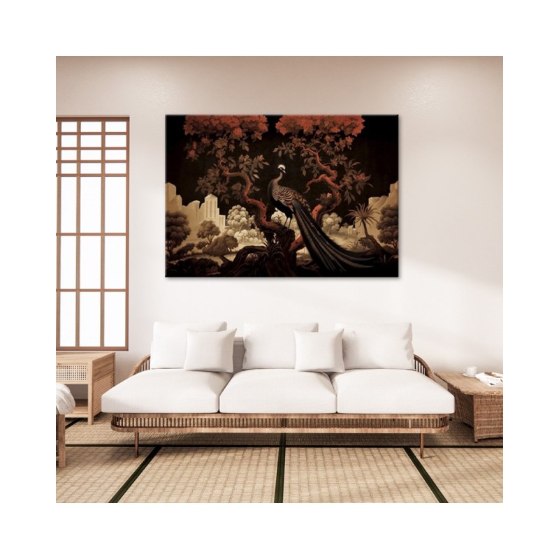 Bild auf Leinwand - Pfau Tier Baum | Feeby