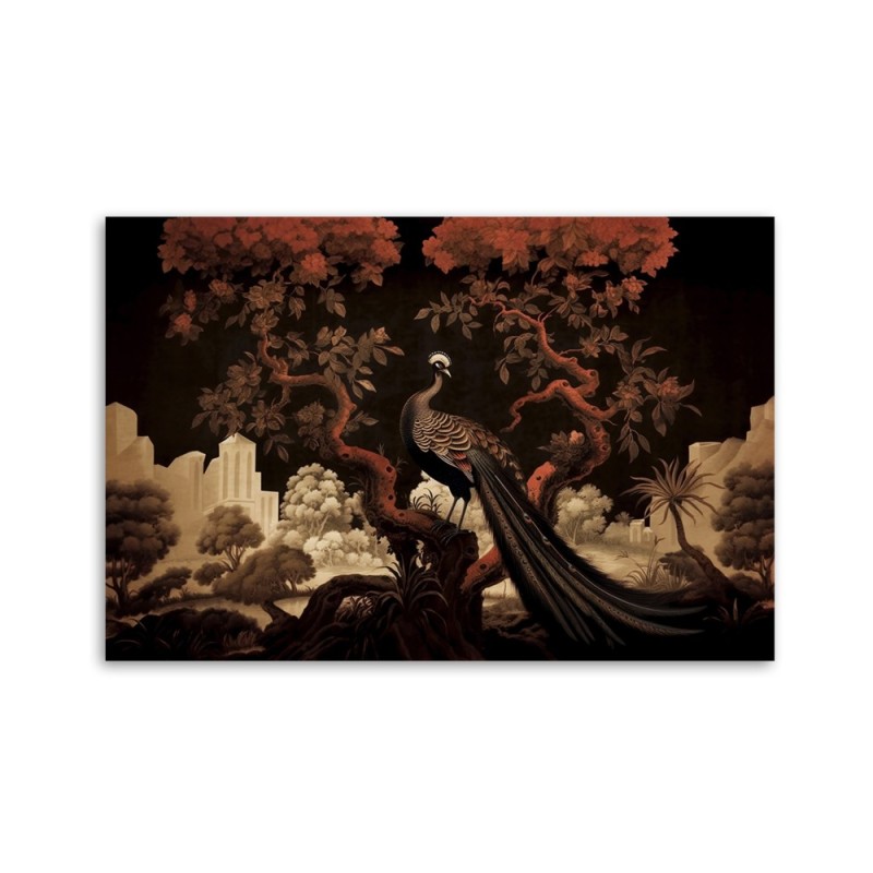 Bild auf Leinwand - Pfau Tier Baum | Feeby