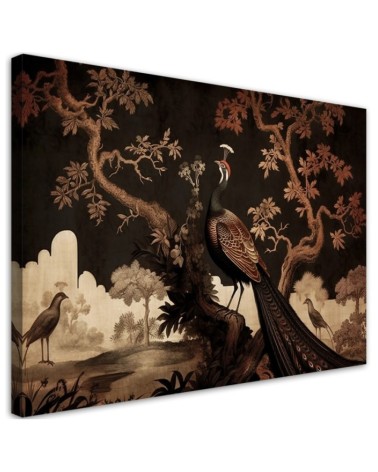 Beautiful AI Canvas paintings for the living room - Oriental peacock in the tree | FEEBY