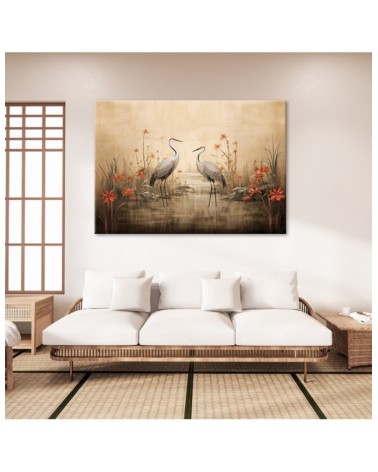 Stylowe obrazy do salonu - Żurawie nad jeziorem | FEEBY