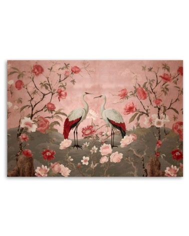 Wandbild für Wohnzimmer - Chinoiserie Blumen und Vögel | Feeby