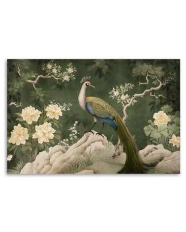 Leinwandbild - Orientalischer Pfau grün | Feeby