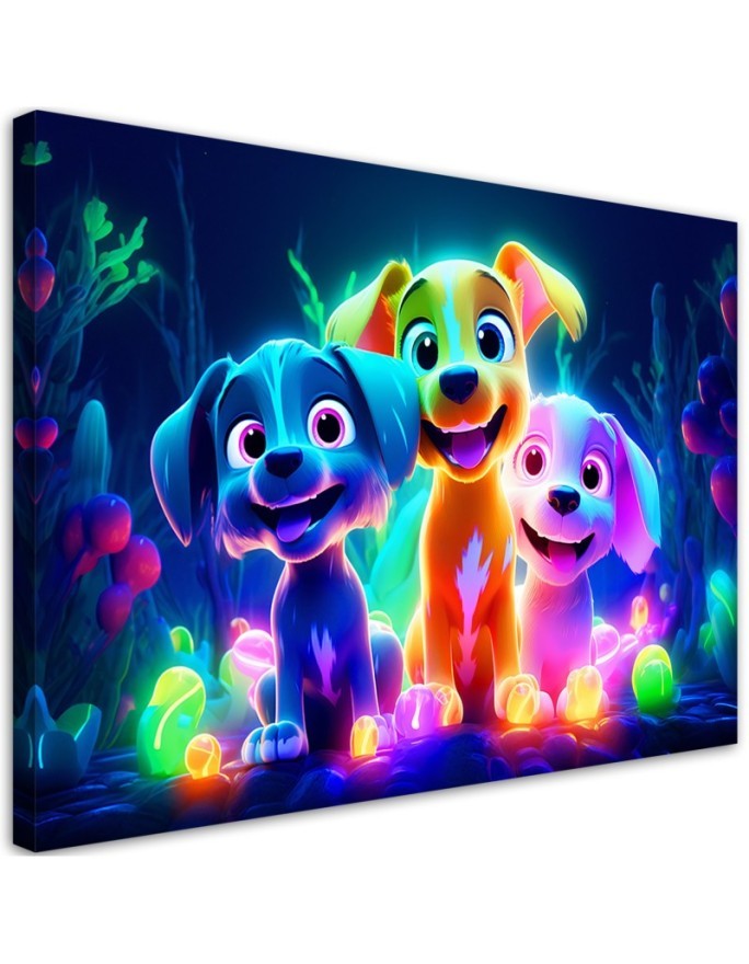 Leinwandbild modern - Cartoon Hunde neon | Feeby