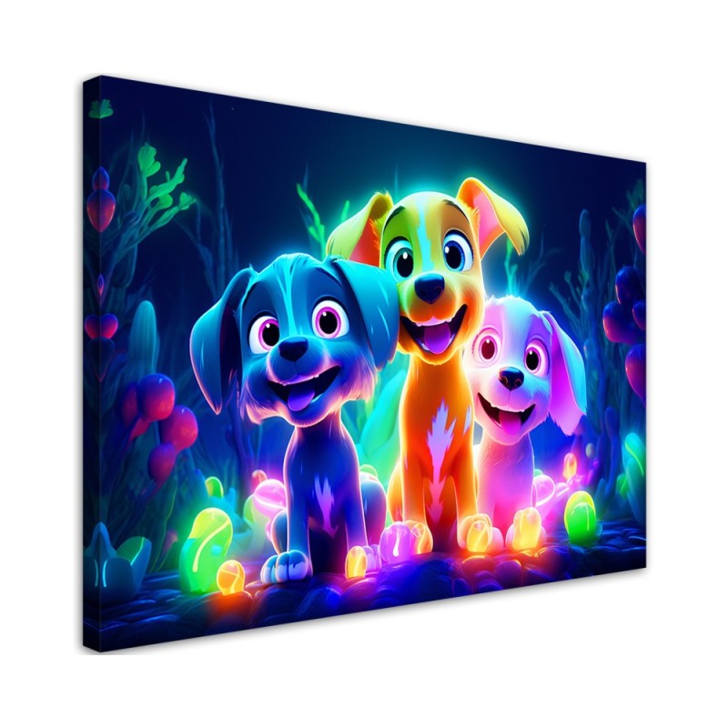Leinwandbild modern - Cartoon Hunde neon | Feeby