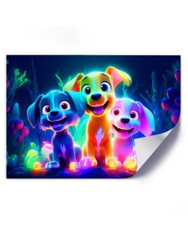 Leinwandbild modern - Cartoon Hunde neon | Feeby