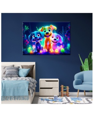 Leinwandbild modern - Cartoon Hunde neon | Feeby