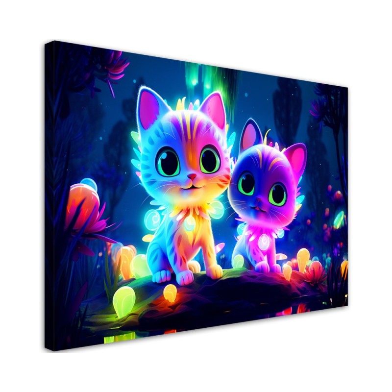 Bild auf Leinwand - Niedliche Katzen Neon | Feeby