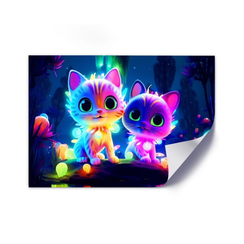 Bild auf Leinwand - Niedliche Katzen Neon | Feeby