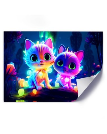 Bild auf Leinwand - Niedliche Katzen Neon | Feeby