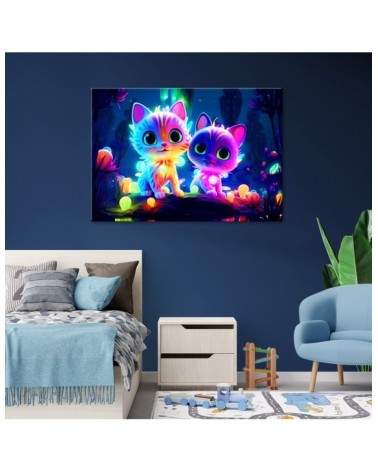 Bild auf Leinwand - Niedliche Katzen Neon | Feeby