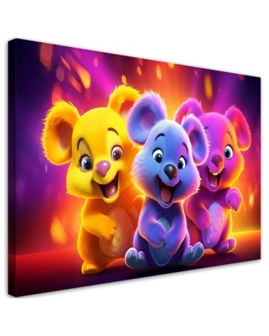 AI Canvas paintings for kids - Neon abstract bears | FEEBY