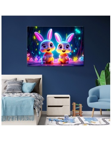 Leinwanddruck - Cartoon-Häschen neon | Feeby