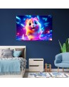 AI children's room Canvas paintings - Cute hamster neon | FEEBY