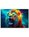 Piękne obrazy na ścianę - Abstrakcyjny Lew Neon AI | FEEBY