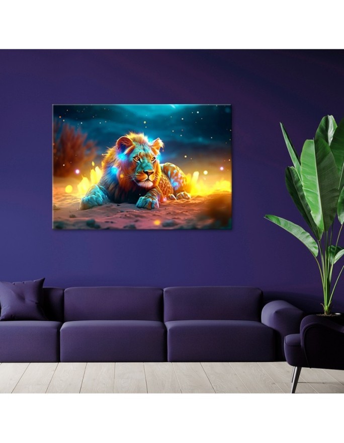 Exclusive Canvas paintings on canvas - Neon Lion Abstract Nature | FEEBY