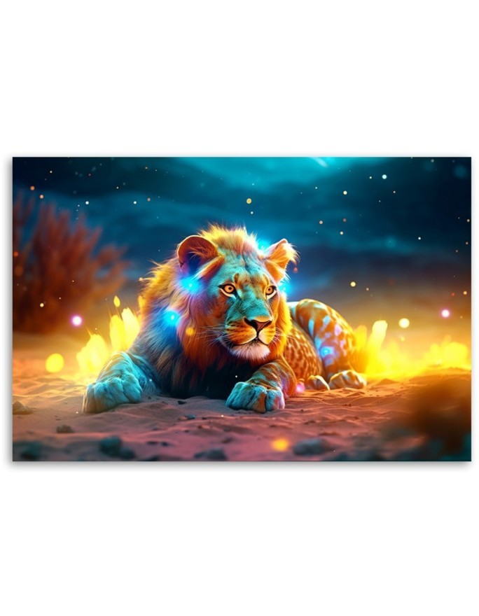Exclusive Canvas paintings on canvas - Neon Lion Abstract Nature | FEEBY