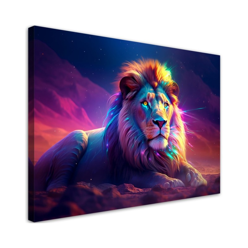 Leinwandbild - Neon Löwe Afrika | Feeby