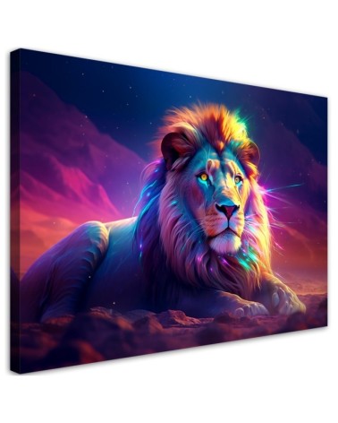 Leinwandbild - Neon Löwe Afrika | Feeby