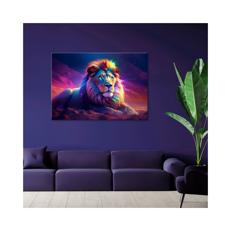 Leinwandbild - Neon Löwe Afrika | Feeby