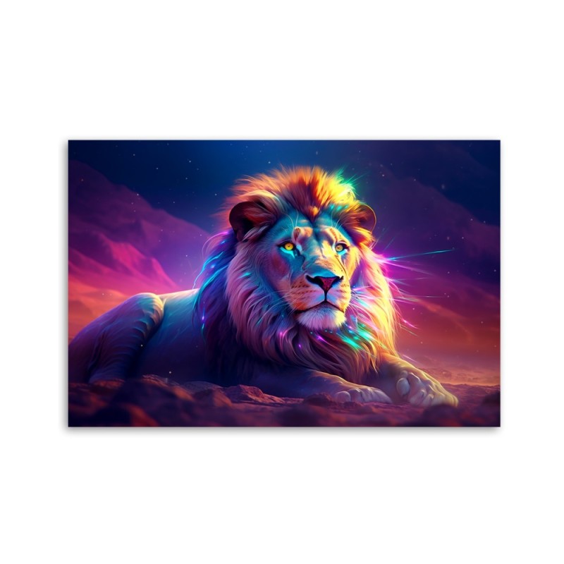 Leinwandbild - Neon Löwe Afrika | Feeby