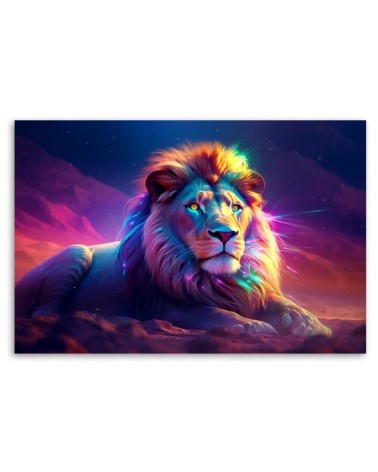 Leinwandbild - Neon Löwe Afrika | Feeby