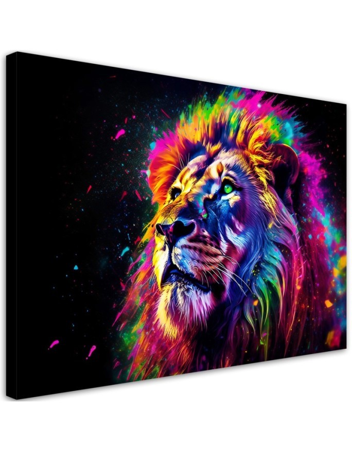 Bild auf Leinwand - Neon Löwe Farbig | Feeby