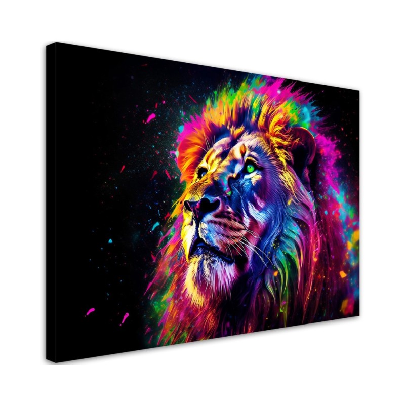 Bild auf Leinwand - Neon Löwe Farbig | Feeby