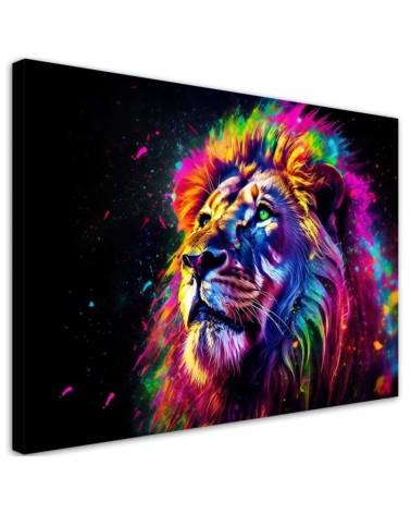 AI wall art painting - Neon colour lion | FEEBY