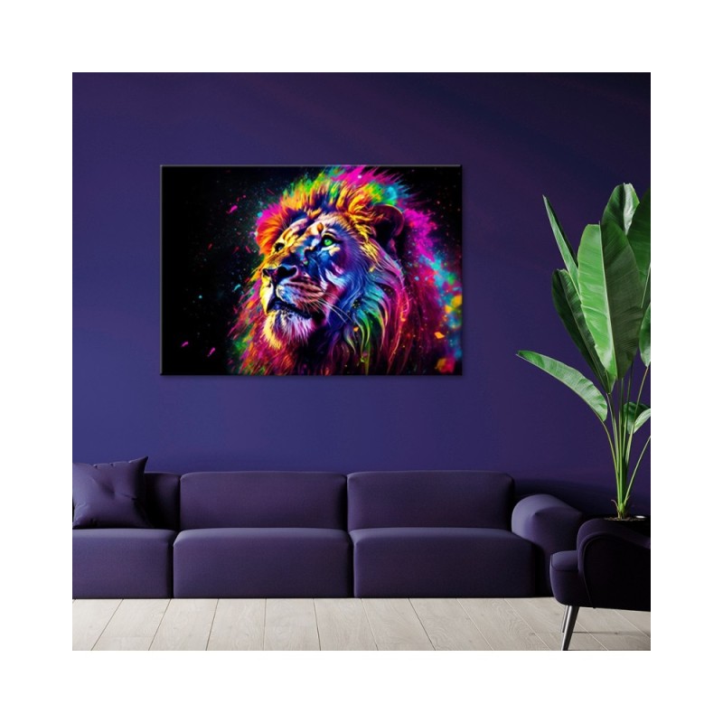 Bild auf Leinwand - Neon Löwe Farbig | Feeby
