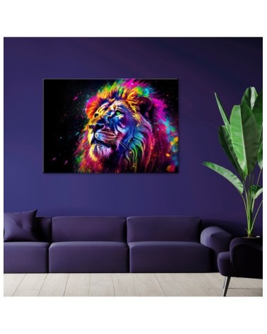 Bild auf Leinwand - Neon Löwe Farbig | Feeby