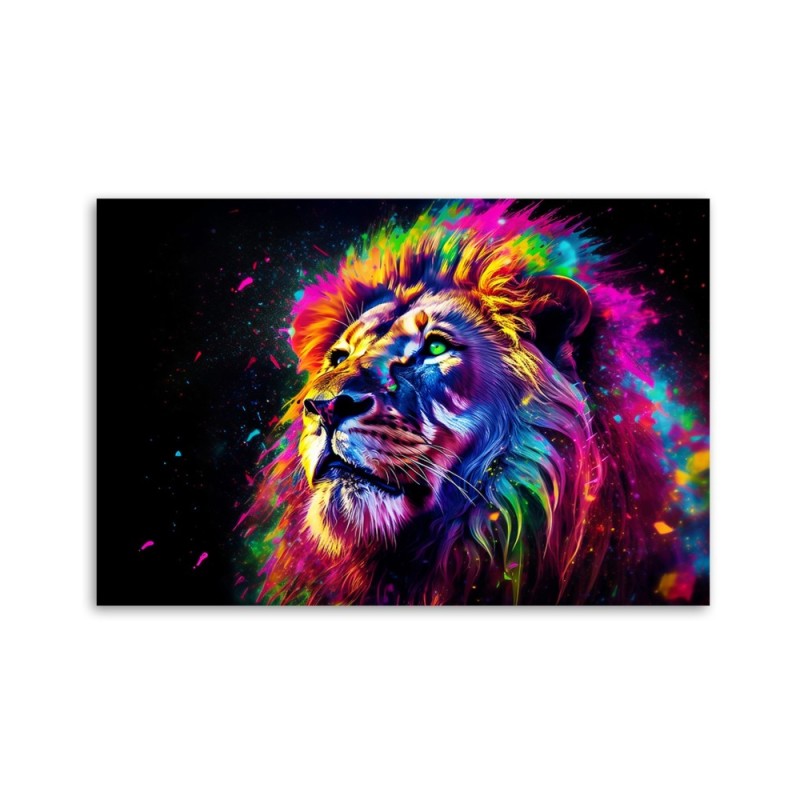 Bild auf Leinwand - Neon Löwe Farbig | Feeby