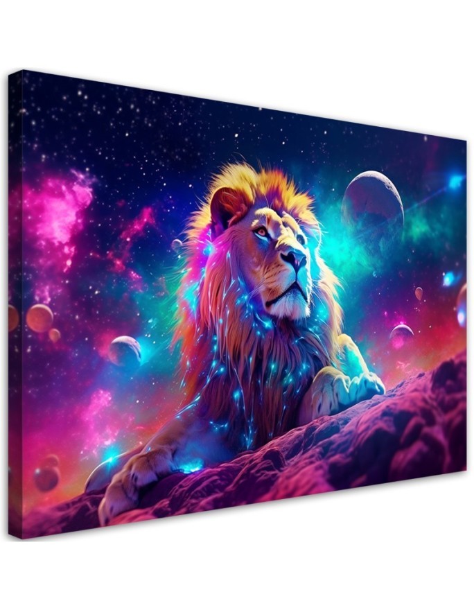 Leinwandbild modern - Neon Löwe Abstraktion | Feeby