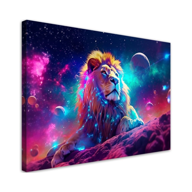 Leinwandbild modern - Neon Löwe Abstraktion | Feeby