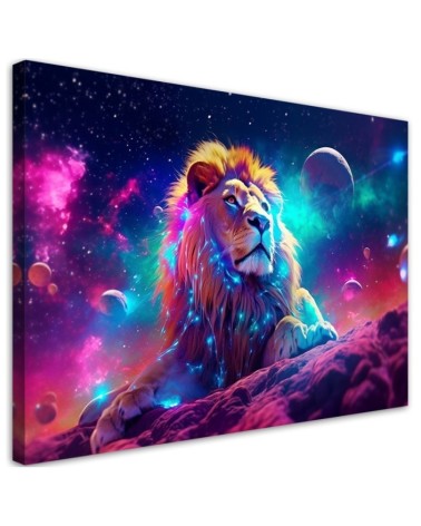 Leinwandbild modern - Neon Löwe Abstraktion | Feeby