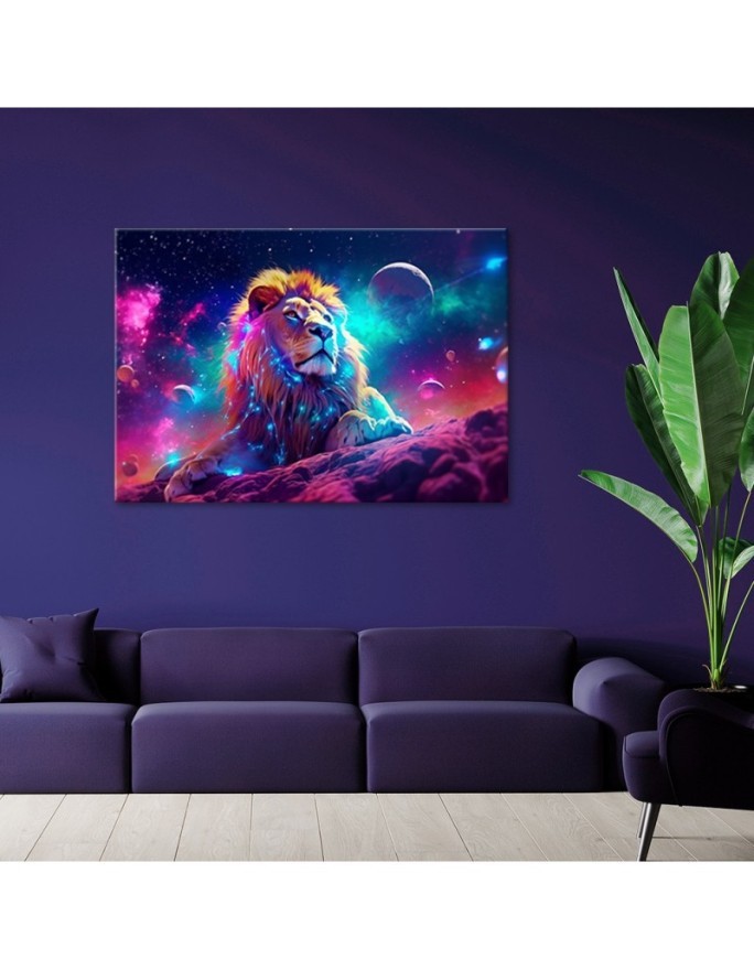 Obraz na ścianę AI - Neon Lew Abstrakcja | FEEBY