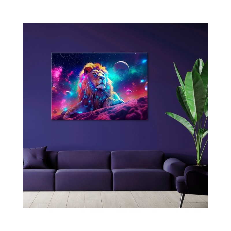 Leinwandbild modern - Neon Löwe Abstraktion | Feeby
