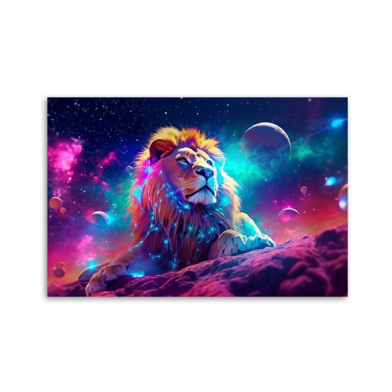 Leinwandbild modern - Neon Löwe Abstraktion | Feeby