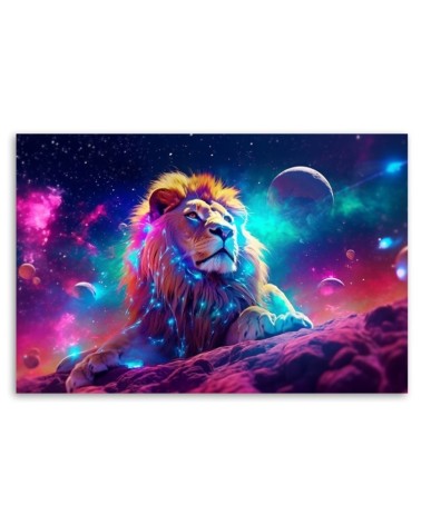 Leinwandbild modern - Neon Löwe Abstraktion | Feeby