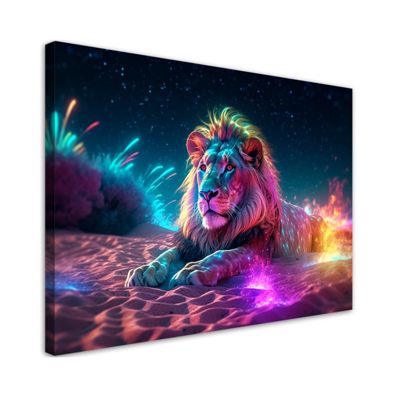 Stylowe obrazy AI - Neon Lew Natura Abstrakcja | FEEBY
